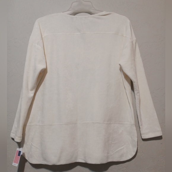 SNOSKINS Velvet Set Top-Pant Ivory SzM Pullover Vneck Elastic Waist Band Pants - Picture 3 of 16